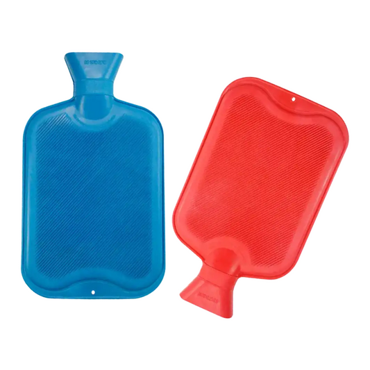 AMPri Gummi Wärmflasche mit Schraubverschluss 2 Liter, Blau und Rot | Packung (1 Stück)