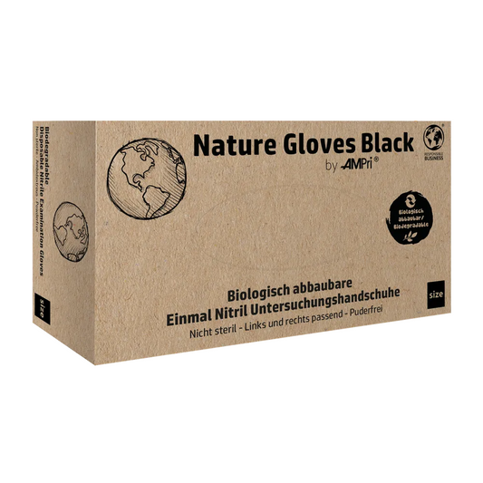 AMPRI LUVES NATURAS Luvas de nitrila preta Biodegradável, Black | Caixa (100 peças)