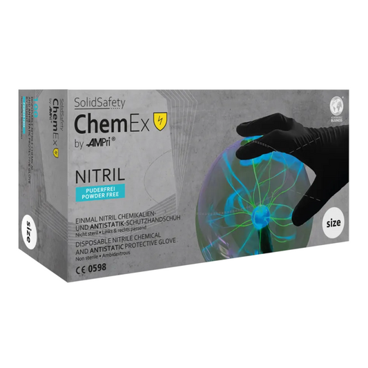 AMPRI SolidSafety Chem Ex antistático Nitrile Protection Luvas S - XXL