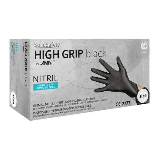 AMPRI SOLILSAFETY GRIP BLACK NITRIL NITRIL Luvas de proteção química Black S - XXL