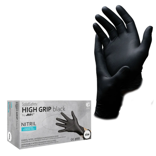 AMPRI SOLILSAFETY GRIP BLACK NITRIL NITRIL Luvas de proteção química Black S - XXL