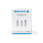 Uma caixa de agulhas Alphacheck Professional Pen-Nadel PLUS, de vários tamanhos, para injeções de insulina. A caixa apresenta uma imagem das agulhas estéreis e indica o tamanho: 0,30 mm (30G) x 5 mm. Contém 100 unidades da Berger Med GmbH.