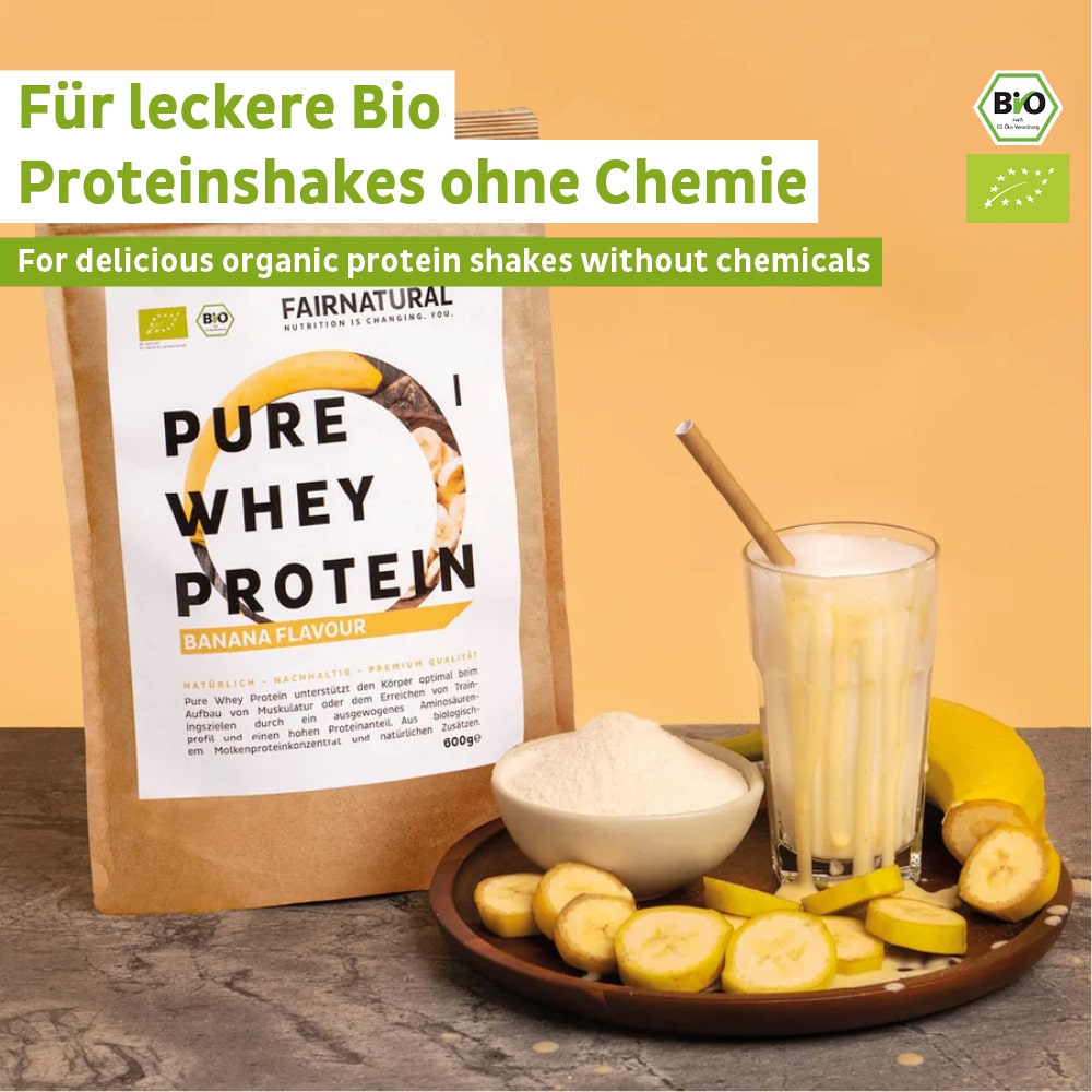Whey protein orgânico em pó de banana