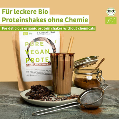 Chocolate em pó proteico vegano orgânico sem soja