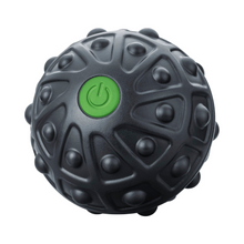Der Auslaufartikel: Beurer Massageball mit Vibration MG 10 von Beurer GmbH ist ein schwarzer, strukturierter Massageball mit erhabenen Noppen und einem grünen Power-Knopf - perfekt zum Lösen von Faszienverklebungen. Abgebildet vor einem weißen Hintergrund.