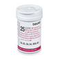 Um recipiente cilíndrico branco com a inscrição "Beurer GmbH" contém 50 tiras de teste Beurer GL 32/34/ & BGL 60 para dispositivos de medição de glicose no sangue. O rótulo contém instruções e informações sobre o produto em várias línguas.