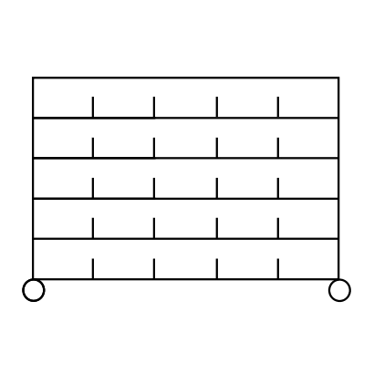 O carrinho de prateleiras Novocal é uma prateleira retangular de quatro níveis feita de aço de precisão niquelado e cromado de alto brilho, com cinco divisórias verticais por fila e círculos nos cantos inferiores. Vem em um pacote com 4 postes de canto.