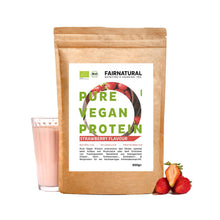 Proteína vegana orgânica em pó de morango sem soja