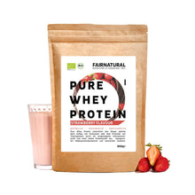 Whey protein orgânico em pó de morango