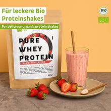 Whey protein orgânico em pó de morango