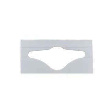 A máscara de papel CWS, cinza para ParadiseLine aço inoxidável, é um dispensador de tampas de sanita retangular cinza de plástico com uma abertura central, compatível com os produtos ParadiseLine aço inoxidável.