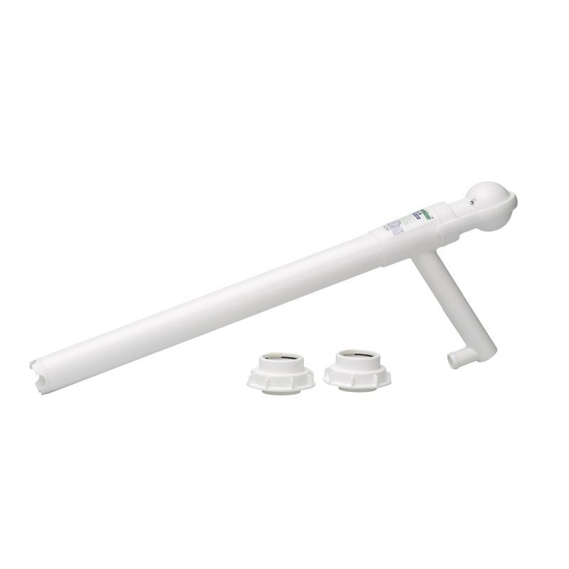 A bomba Diversey para recipientes de 5L e 20L, ideal para transferência, possui um cilindro longo, uma lateral angulada e duas conexões redondas adequadas - todas mostradas em fundo branco. Embalagem: 1 unidade.