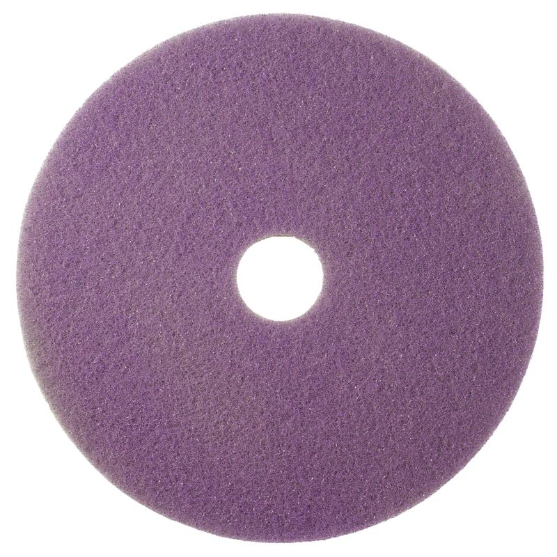 O Twister Pad lilás, redondo da Diversey Deutschland GmbH & Co. OHG é uma almofada plana e redonda com buraco no meio e superfície texturizada para limpeza de manutenção em pisos duros revestidos, exibida em fundo branco.