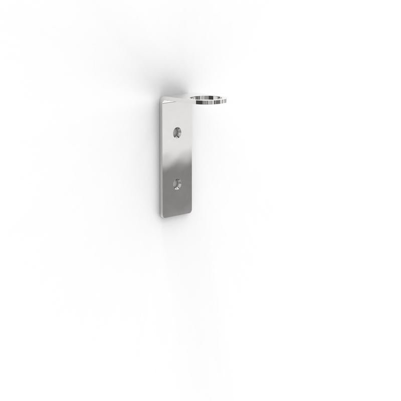 O suporte de parede LAPE da Diversey Deutschland GmbH & Co. OHG é um suporte de parede econômico para 1 garrafa sem chave (embalagem com 10 peças), feito de metal com dois furos para parafusos e um anel superior, fácil de montar.