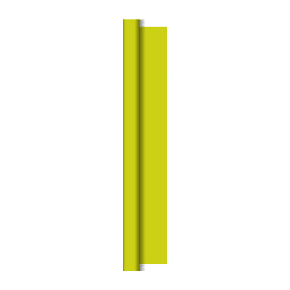 Um retângulo amarelo vertical com bordas sombreadas em preto, criando um efeito 3D, está centralizado em um fundo branco. Lembra o design elegante dos rolos de toalha de mesa Duni Dunicel da Duni GmbH e parece um bar alto e esbelto.