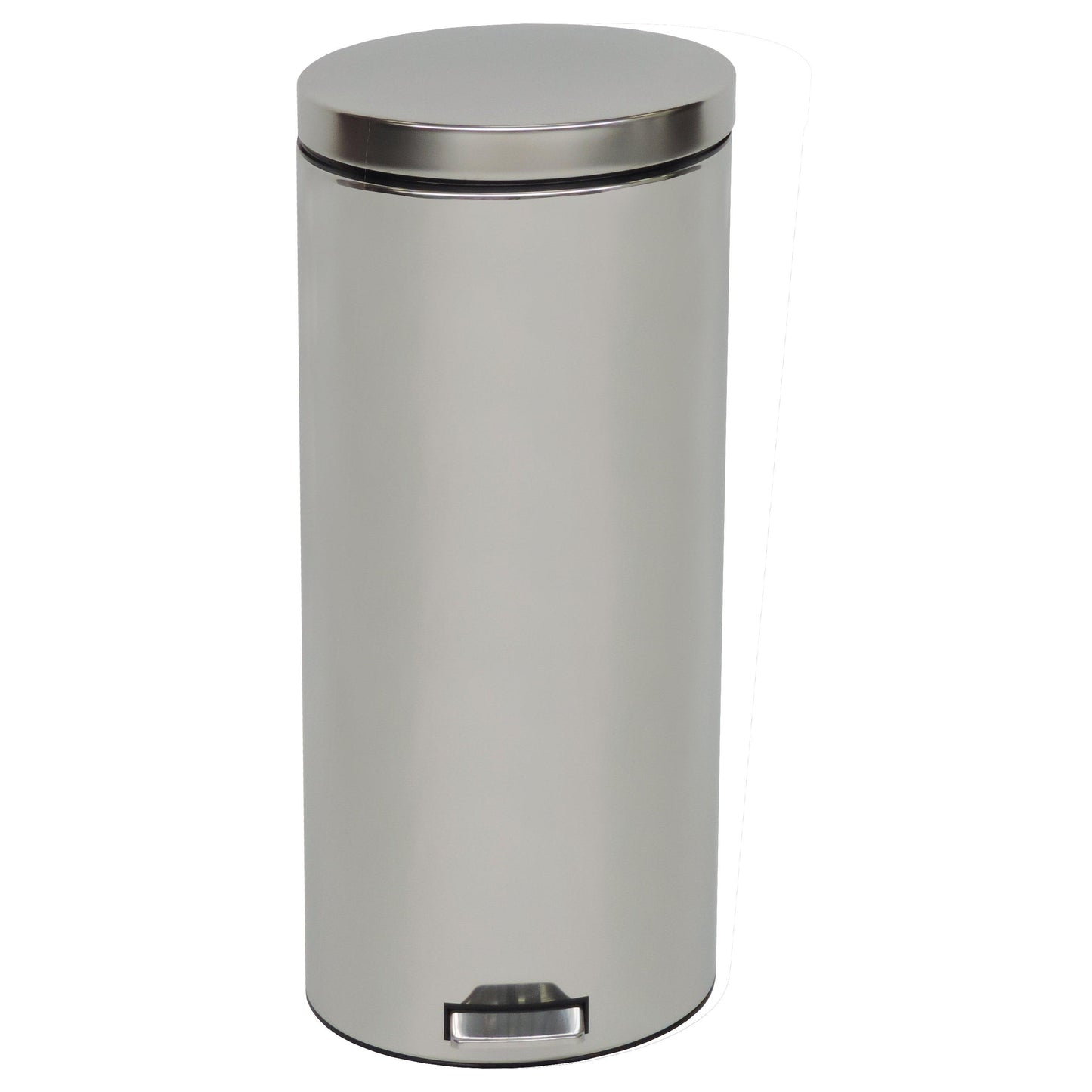 Der Novocal Tretabfalleimer aus korrosionsbeständigem Chromstahl mit geschlossenem Deckel und Fußpedal ermöglicht ein hygienisches, handfreies Öffnen; inkl. Inneneimer, 1 Stück je Packung.