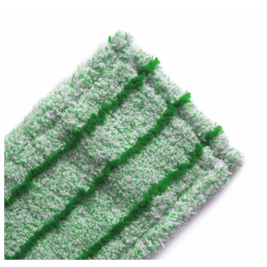 Close-up do Arcora RUNNER GREEN DB - FC COM CAPA da Arcora International GmbH: um pano de microfibra verde e branco com três listras verdes elevadas de materiais de alta qualidade sobre fundo branco - ideal para uso interno.