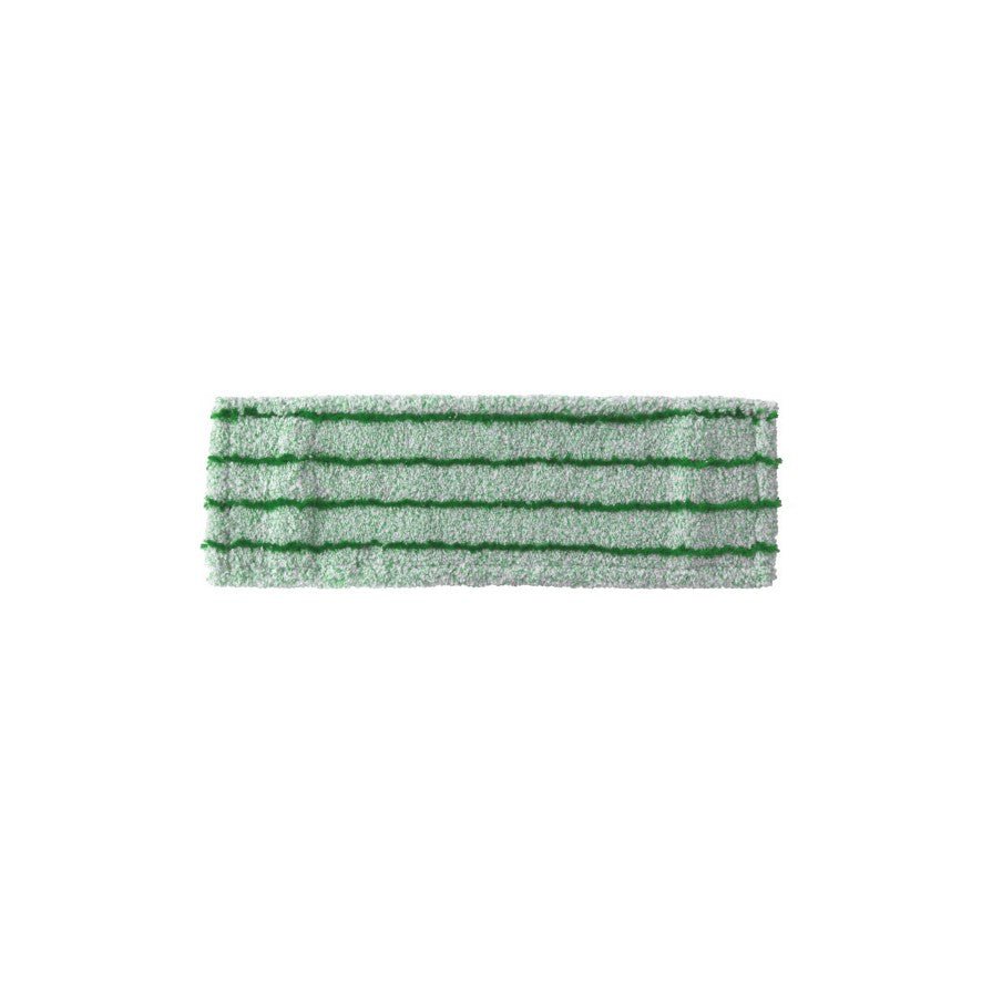 O Arcora RUNNER GREEN DB - FC COM CAPA da Arcora International GmbH é um pano de microfibra retangular verde e branco com listras horizontais verde-escuras, fotografado sobre um fundo branco liso.