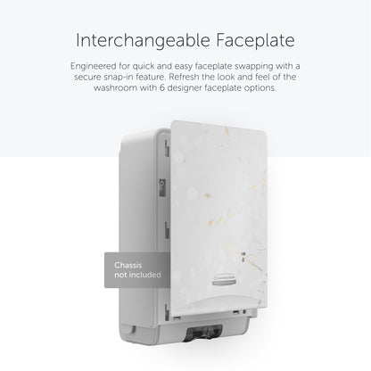 A Kimberly-Clark Professional™ Icon™ Dispenser Faceplate - eSkinCare (20,32 x 27,30 x 3,81 cm) da Kimberly-Clark GmbH destaca-se por um padrão de mármore e uma fácil troca entre seis opções de design, valorizando o seu acessório de lavabo. Chassis não incluído.