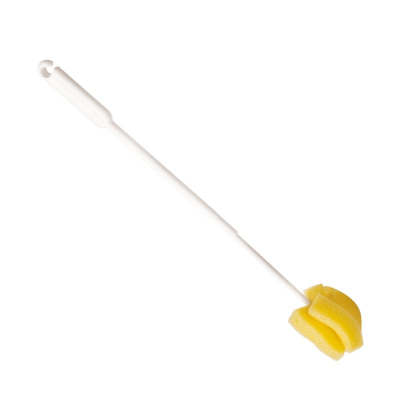 A ESCOVA PUMPKANNENBÜRSTE da Haug Bürsten KG é perfeita para a limpeza de garrafas e locais de difícil acesso, com seu cabo colorido de 450 mm de comprimento e ponta de espuma - ideal para a limpeza profunda na gastronomia.