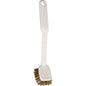 O TOPFFEGER ECKIG de Haug Bürsten KG é uma escova de cabo branco com cerdas rígidas castanhas de fio de latão de ø 0,18mm, com dimensões de 255x55x20mm e um orifício de suspensão - ideal para limpar panelas e frigideiras.