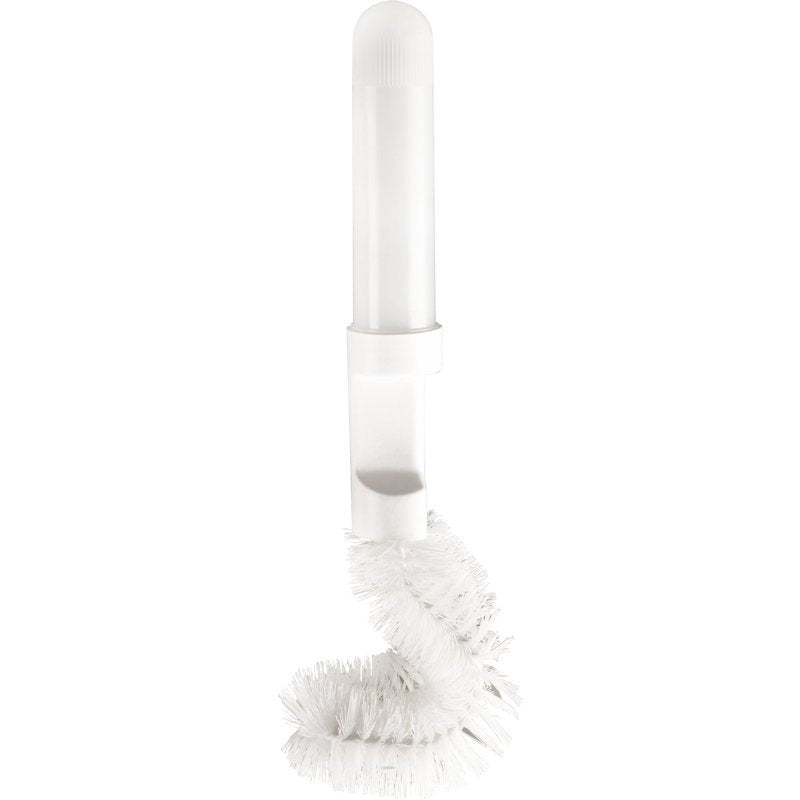 A ESCOVA DE WC DUO-MATIC COM DISPENSADOR NYL.6.0 BRANCO, ø 0,35MM MÉDIO da Haug Bürsten KG possui um cabo cilíndrico e cerdas curvas para uma limpeza higiénica do WC e um alcance eficaz de áreas de difícil limpeza.