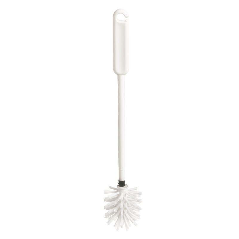 A URINALBÜRSTE M.FLEXIBL.BÜRSTEN KOPF, ø 0,35MM da Haug Bürsten KG é uma escova de sanita de plástico branco com cabo longo e cabeça de escova flexível para limpeza eficaz de urinóis, com disposição circular das cerdas.