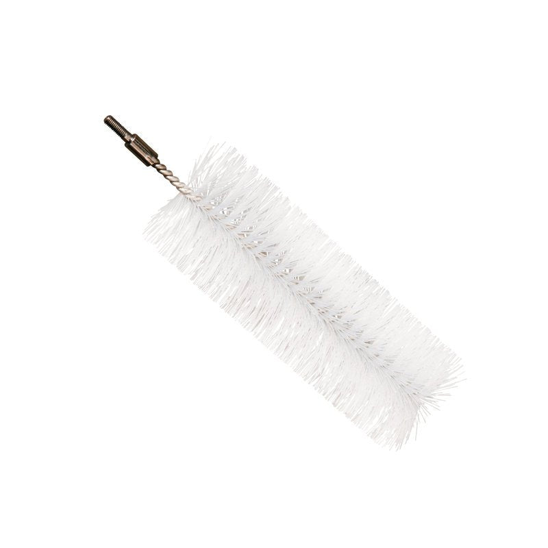 Uma Haug Bürsten ESCOVA DE TUBO KG com cerdas PBT macias e transparentes (ø0,40mm), 200xø60mm, extensível e com um cabo de metal torcido, isolada em fundo branco.
