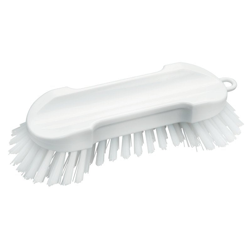 A Haug Bürsten KG ESCOVA DE LAVAGEM REDONDA possui cerdas PBT rígidas de 0,50 mm, um cabo ergonômico e um orifício para pendurar. É feita de plástico transparente, mede 205x65x25/30 mm e é ideal para uma limpeza eficaz.