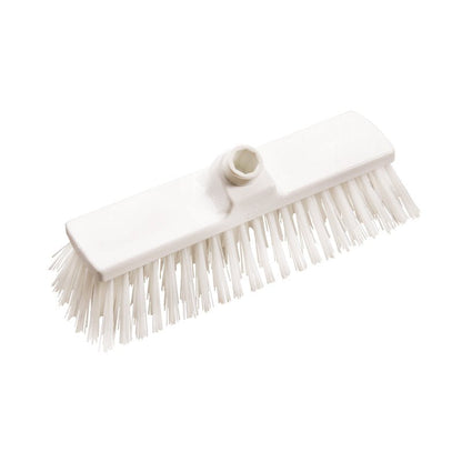 A BESEN, PBT HART 300X70X65MM, ø1,0MM de Haug Bürsten KG: uma cabeça de escova retangular branca com cerdas rígidas e fixação central para cabo, representada isoladamente sobre um fundo branco simples.