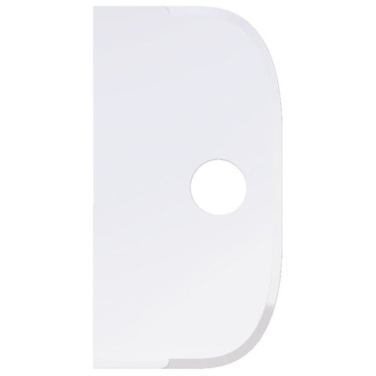 A espátula grande, em PP, flexível, 230 x 118 mm da Haug Bürsten O KG é um raspador de polipropileno branco, retangular, com bordas arredondadas, um lado direito abaulado e um orifício circular no centro. O fundo é branco liso.