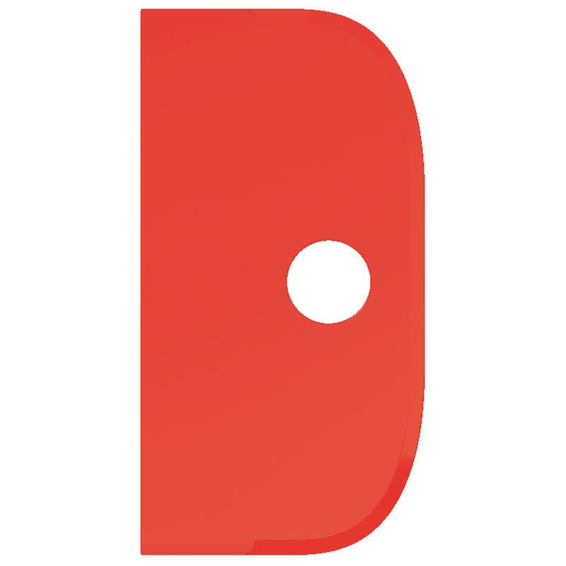 Um SCHABER GRANDE vermelho, orientado verticalmente, arredondado, retangular da Haug Bürsten KG (PP, flexível, 230x118mm) é equipado com uma abertura circular central e está posicionado em frente a um fundo branco.