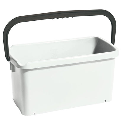 O Haug Bürsten KG BALDE, QUADRADO, PP (480x235x230mm), com capacidade de 20L, é um balde retangular de polipropileno branco com alça preta, ilustrado em um fundo branco simples.