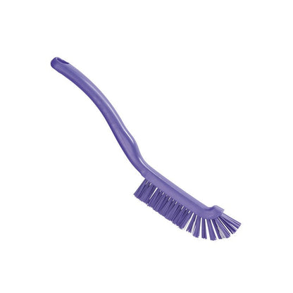 A ESCOVA DE JUNTA da Haug Bürsten KG, ø 0,50MM dura (220x15x19mm), tem um cabo longo e curvado e cerdas robustas para uma limpeza eficaz, apresentada sobre fundo branco.