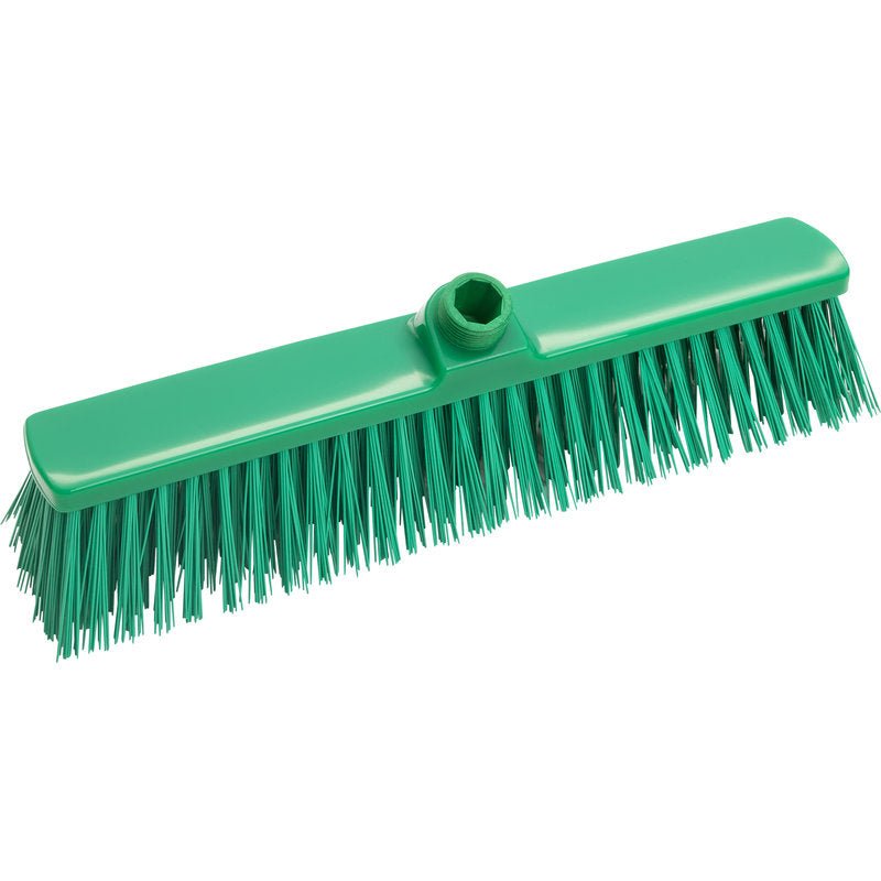 A VASOPA, HART 400X60X65M da Haug Bürsten A KG possui cerdas rígidas e retas e um orifício central no cabo. É representada a verde sobre fundo branco e é ideal para varrer grandes superfícies.