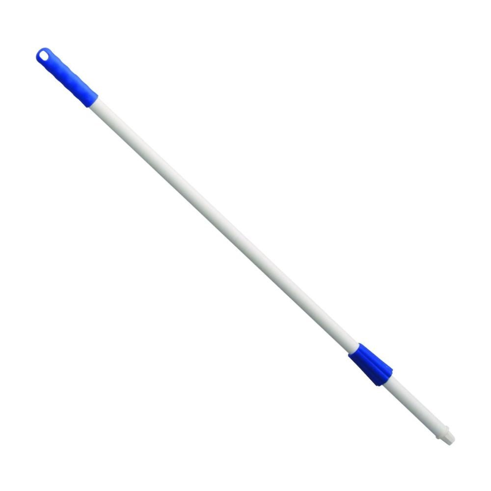 O cabo de fibra de vidro azul Haug, não condutor de frio, da Haug Bürsten KG é um cabo telescópico de alta qualidade, com pega azul e ponta de fixação, retratado num fundo monocromático.
