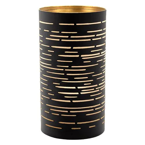 Papstar Castiçal Securit® Ø 8 cm x 15 cm preto/dourado