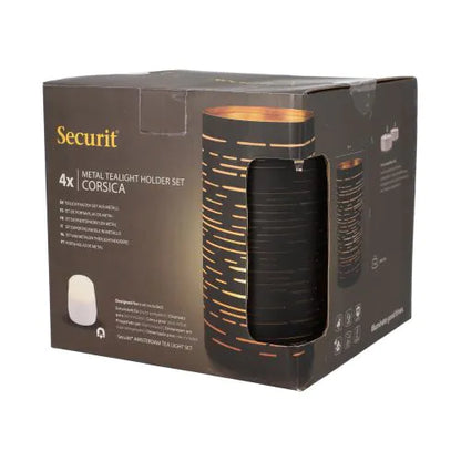 Papstar Castiçal Securit® Ø 8 cm x 15 cm preto/dourado