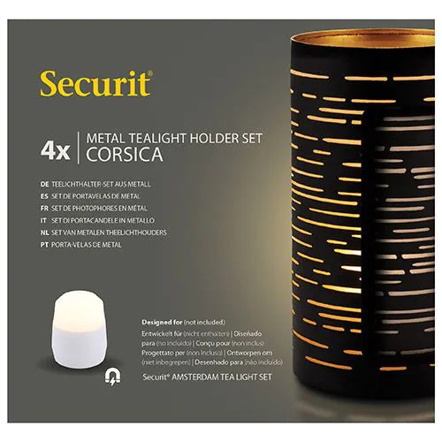 Papstar Castiçal Securit® Ø 8 cm x 15 cm preto/dourado