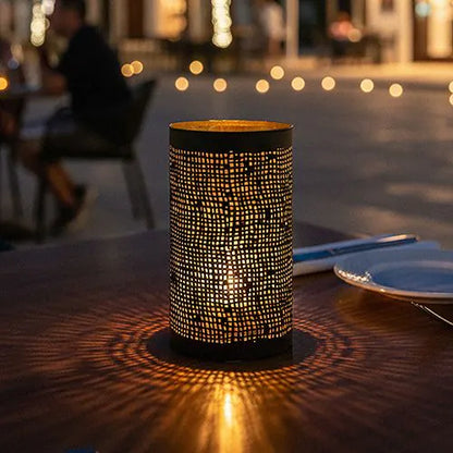 Papstar Castiçal Securit® Ø 8 cm x 15 cm preto/dourado