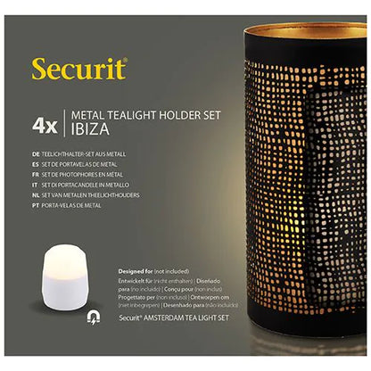 Papstar Castiçal Securit® Ø 8 cm x 15 cm preto/dourado