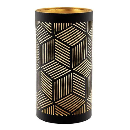 Papstar Castiçal Securit® Ø 8 cm x 15 cm preto/dourado