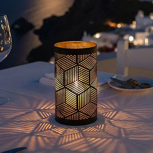 Papstar Castiçal Securit® Ø 8 cm x 15 cm preto/dourado