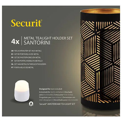 Papstar Castiçal Securit® Ø 8 cm x 15 cm preto/dourado
