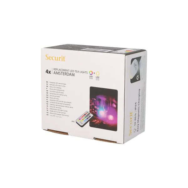 Papstar Pacote de recarga de lâmpadas LED Securit® 4 Ø 4 cm x 5 cm Tempo de iluminação "Amsterdam" 12-40 horas