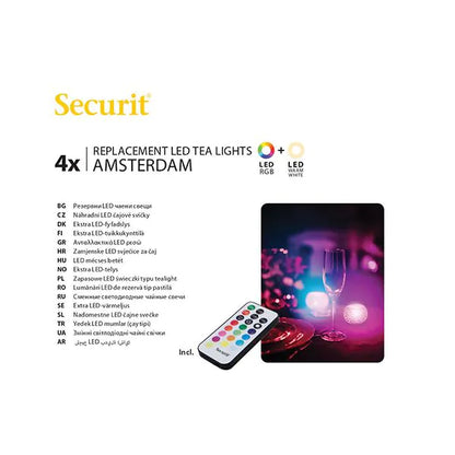 Papstar Pacote de recarga de lâmpadas LED Securit® 4 Ø 4 cm x 5 cm Tempo de iluminação "Amsterdam" 12-40 horas