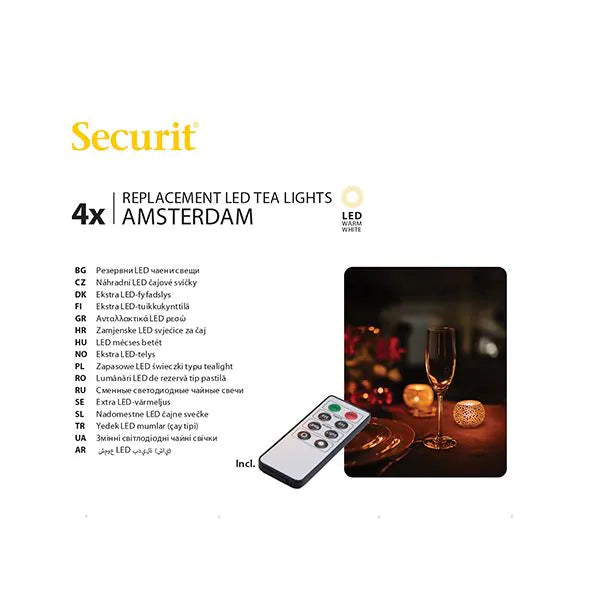 Papstar Pacote de recarga de lâmpadas LED Securit® 4 Ø 4 cm x 5 cm Tempo de iluminação "Amsterdam" 12-40 horas