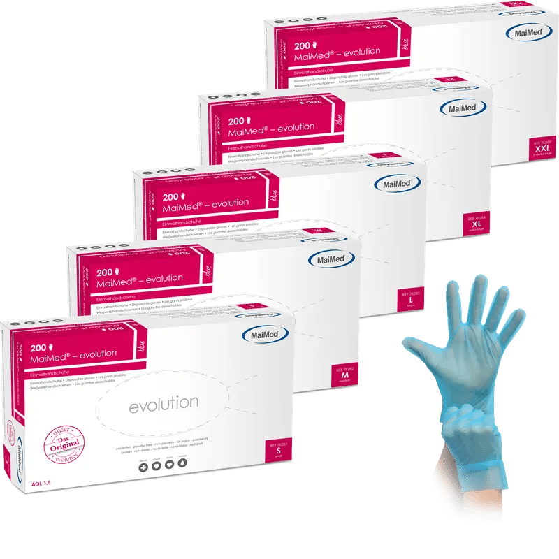 MaiMed-evolution, azul, não estéril, sem pó Luva descartável sem látex, 200 peças/caixa