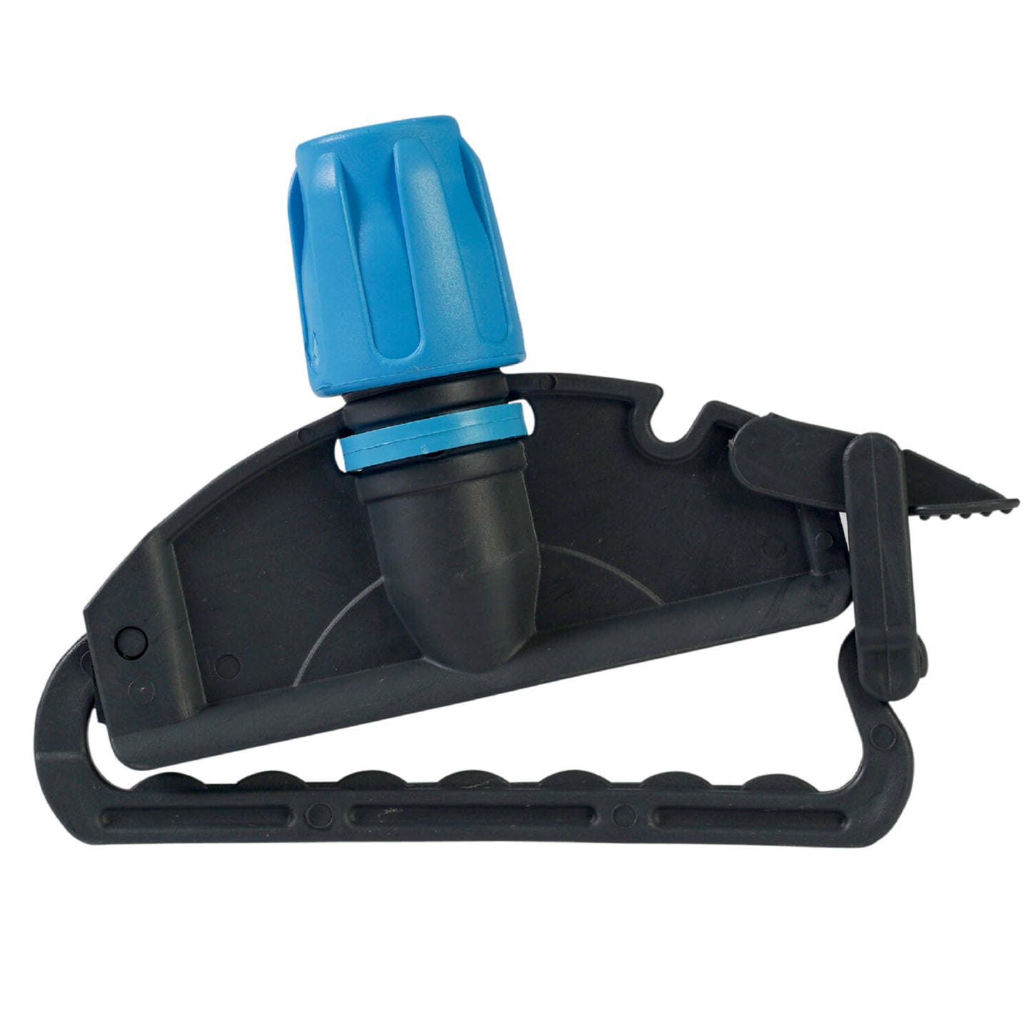 Um dispositivo de plástico preto e azul com tampa de rosca azul, bico preto e cabo curvo e estriado - ideal para limpeza de pisos ou para uso com o suporte de esfregona úmida Arcora da Arcora International GmbH | Embalagem (1 peça).
