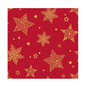 Um fundo vermelho brilhante adorna o padrão "Christmas Shine" e exibe estrelas amarelas ricamente decoradas em diferentes tamanhos, espalhadas pela tela. Cada estrela apresenta padrões detalhados que reforçam o caráter festivo deste motivo decorativo e lembram os elegantes guardanapos festivos da PAPSTAR GmbH.